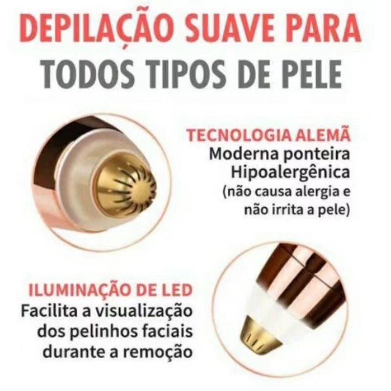 Caneta Depiladora Sobrancelha Elétrico Removedor Tira Pelos USB Recarregável